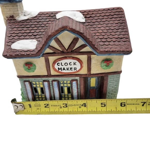 Vtg Americana Porcelain Lighted Christmas Village Clock Maker Shop Colle… - Picture 15 of 15
